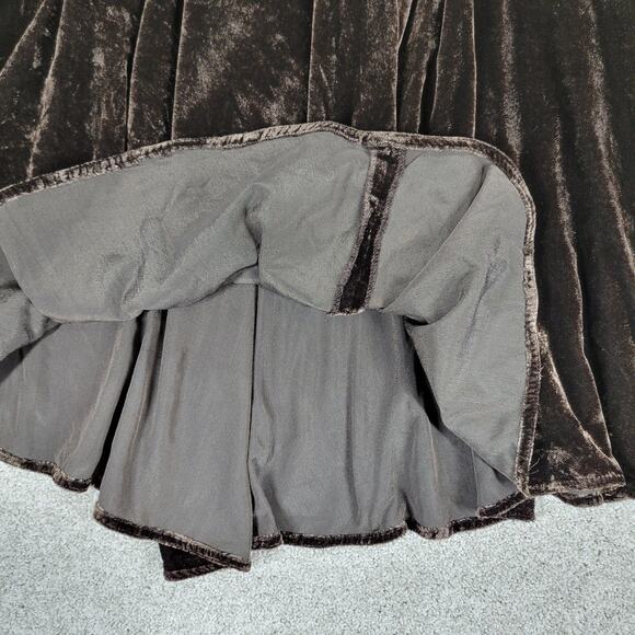 VTG John Paul Richard Velvet Skirt Womens 6 Brown Burnout Drop Waist Pleated Y2K - Picture 5 of 12